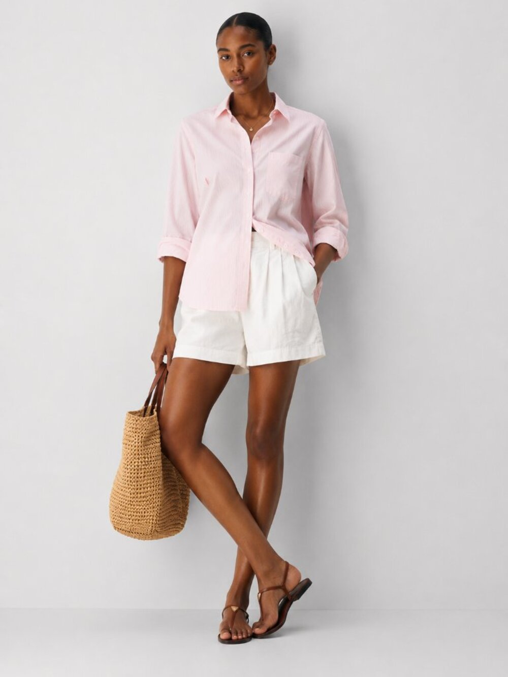 Aritzia Babaton Letterpress Shirt – Villa Pink Stripe | XS | Cotton Poplin Shirt